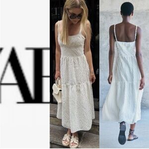 Zara Cream Textured Midi Dress